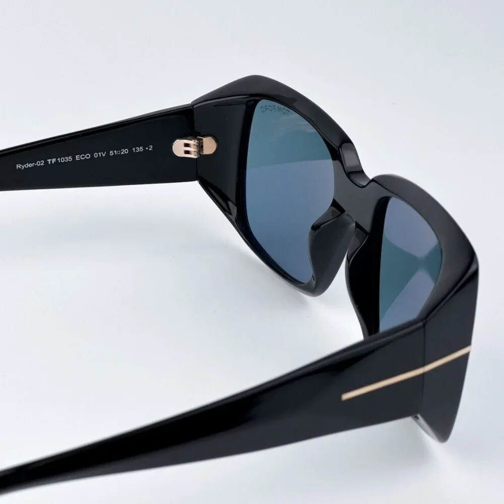 Tom Ford RYDER-02 Men BRAND NEW Sunglasses Black Blue Rectangle FT1035 01V